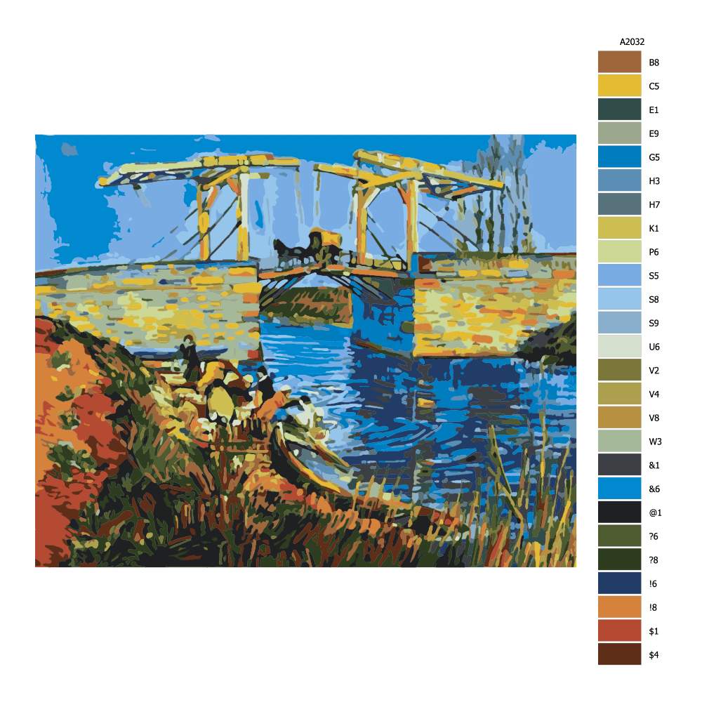 Návod pro malování podle čísel Langloiský most Van Gogh