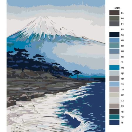 Návod pro malování podle čísel Pod horou Fuji
