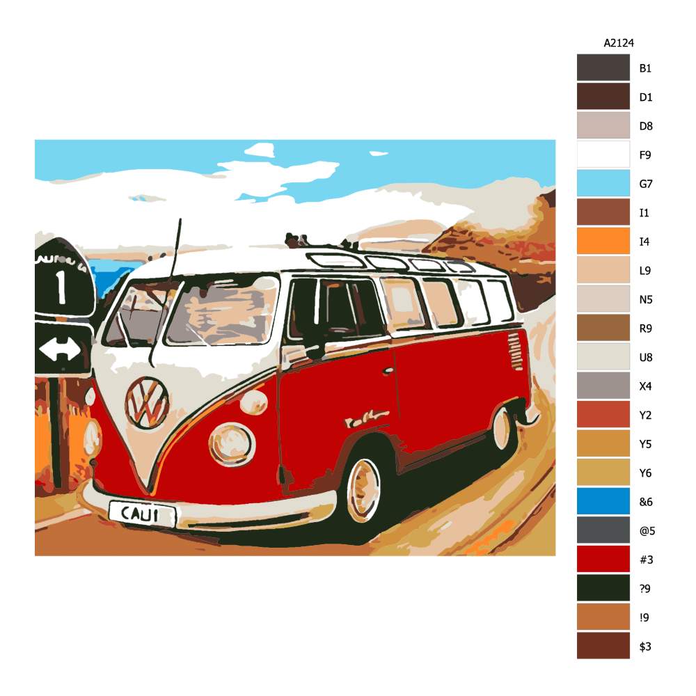 Návod pro malování podle čísel VW Califonský caravan
