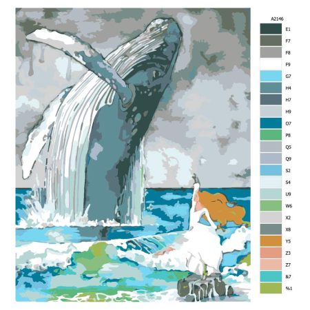 Návod pro malování podle čísel Taneční kreace s velrybou