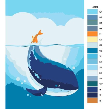 Návod pro malování podle čísel Velryba s oranžovým ocasem