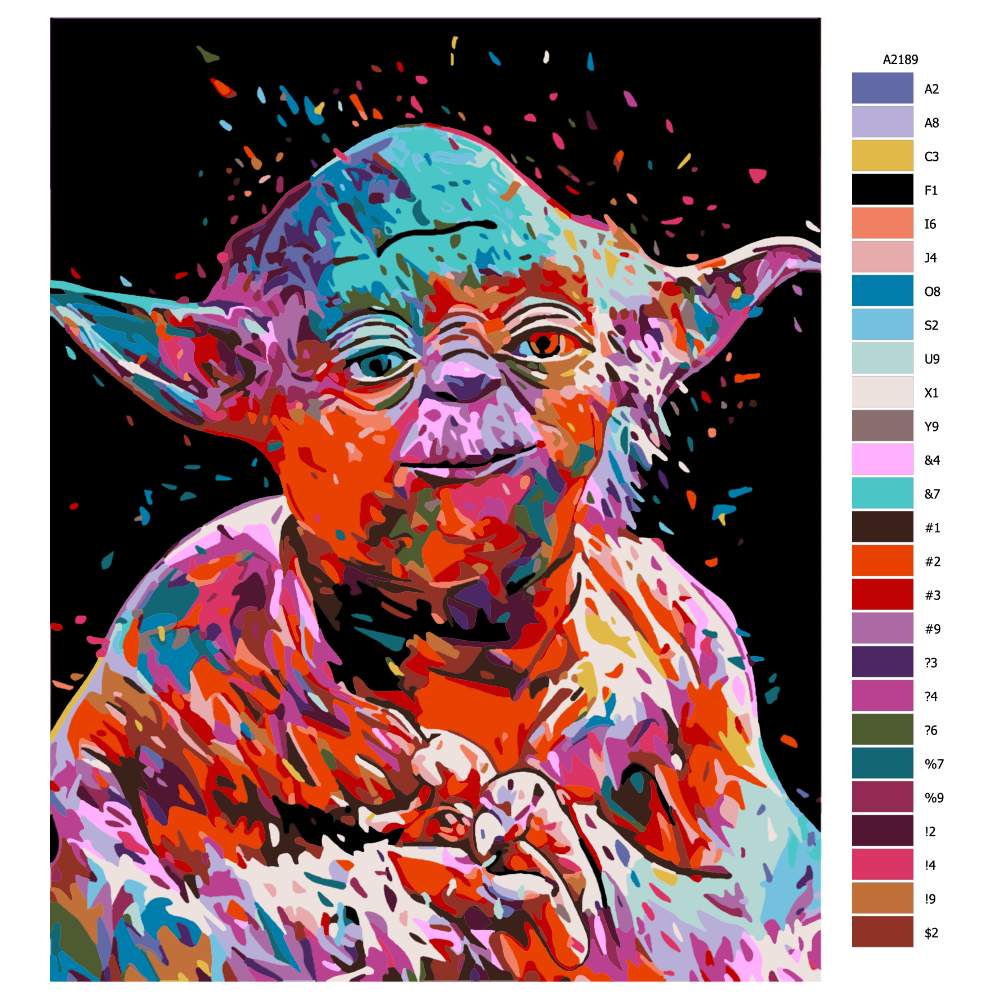 Návod pro malování podle čísel Yoda Star Wars