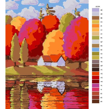 Návod pro malování podle čísel Velké barevné stromy