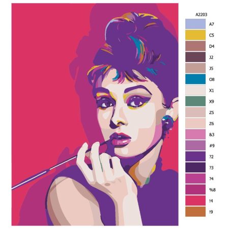 Návod pro malování podle čísel Audrey Hepburn 02
