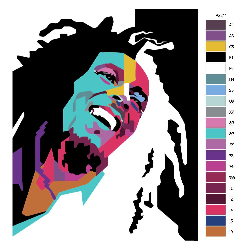 Návod pro malování podle čísel Bob Marley 02