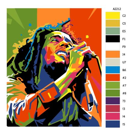 Návod pro malování podle čísel Bob Marley 02