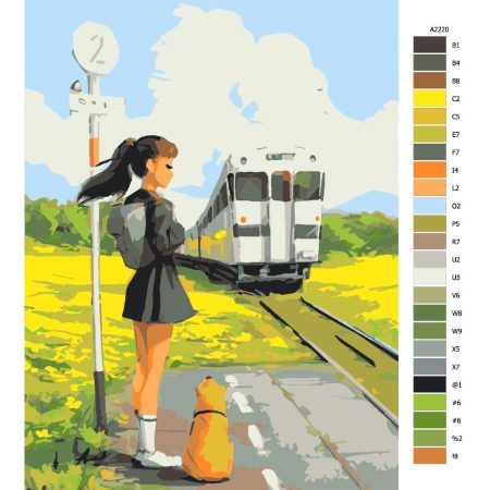 Návod pro malování podle čísel Čekání na vlak