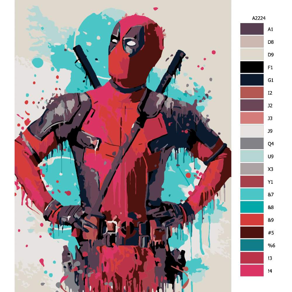 Návod pro malování podle čísel Deadpool 02