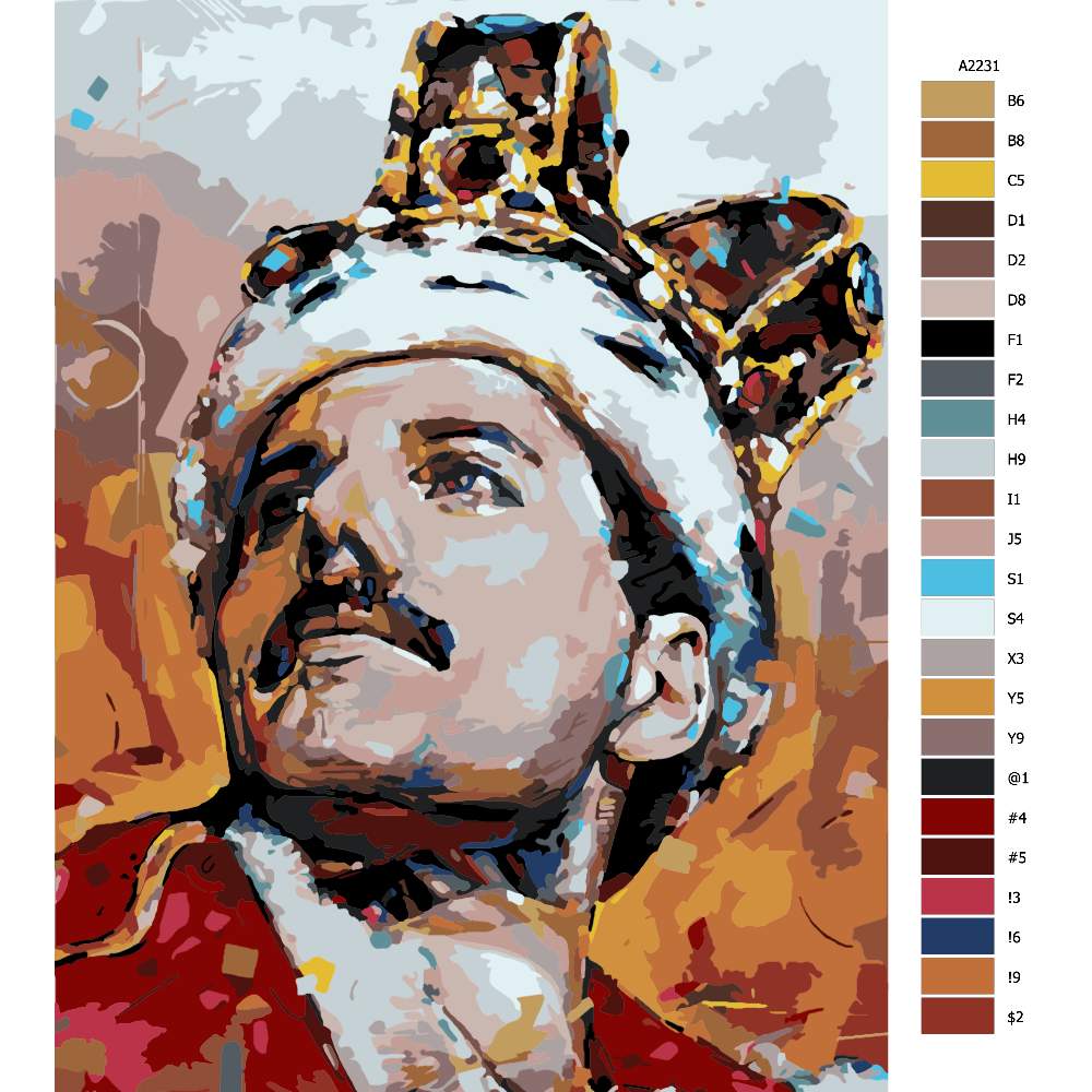 Návod pro malování podle čísel Freddie Mercury 02