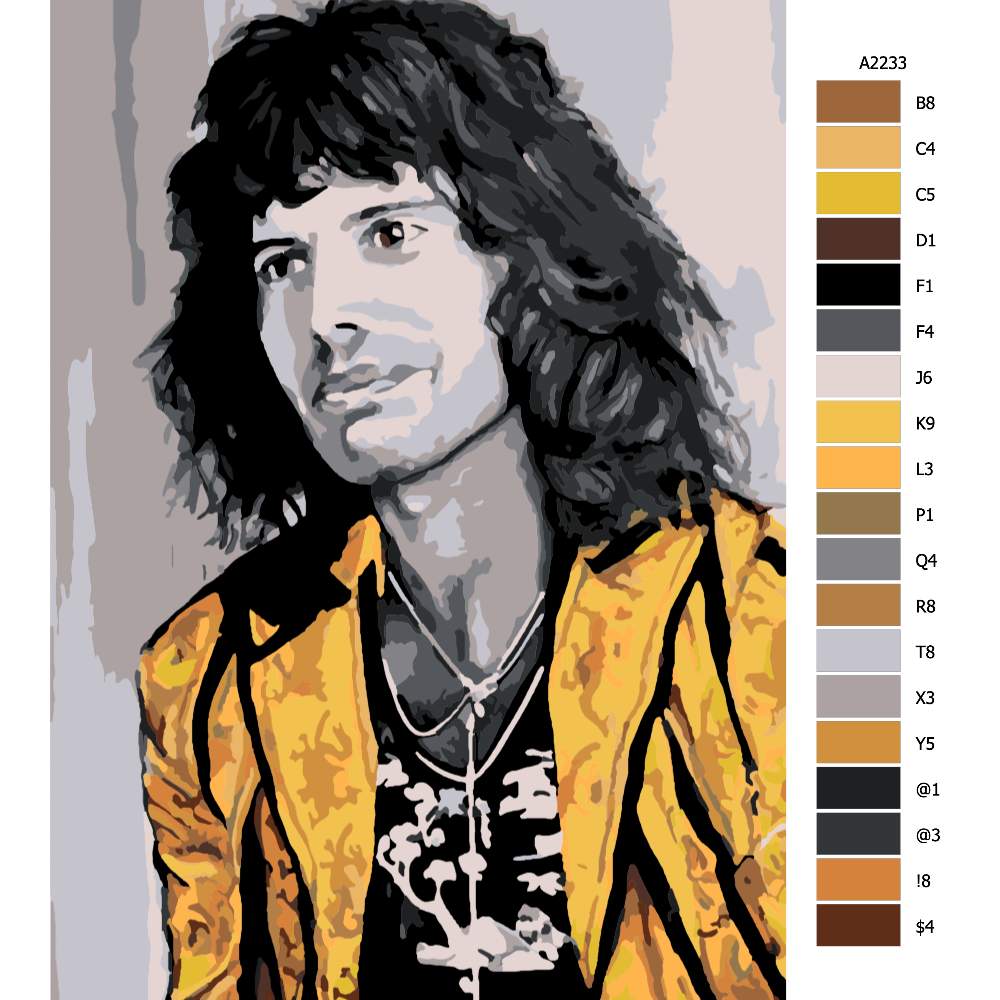 Návod pro malování podle čísel Freddie Mercury 04