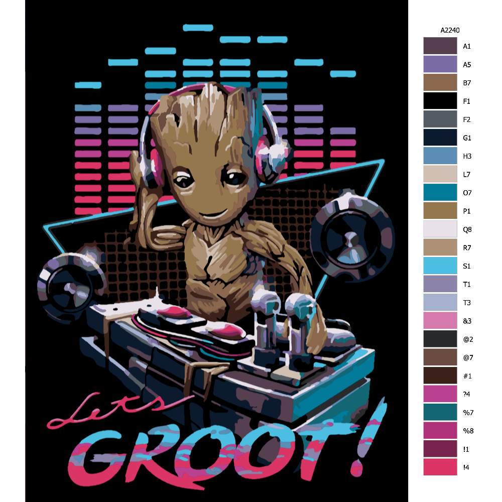 Návod pro malování podle čísel Groot DJ