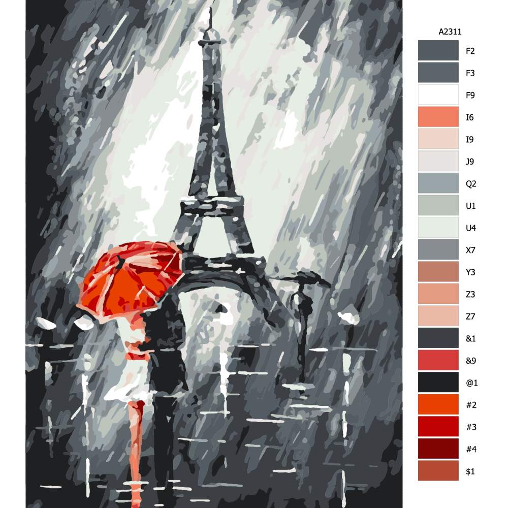 Návod pro malování podle čísel Pod Eiffelovkou