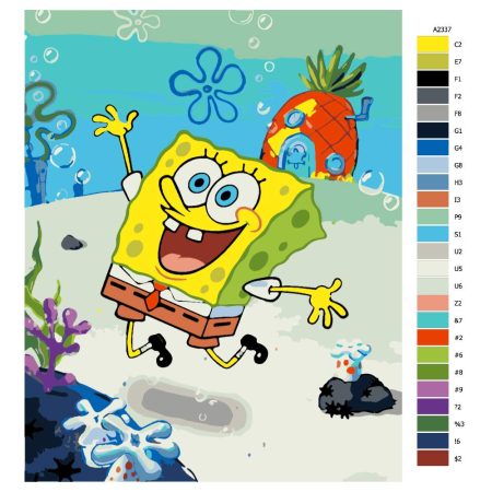 Návod pro malování podle čísel SpongeBob