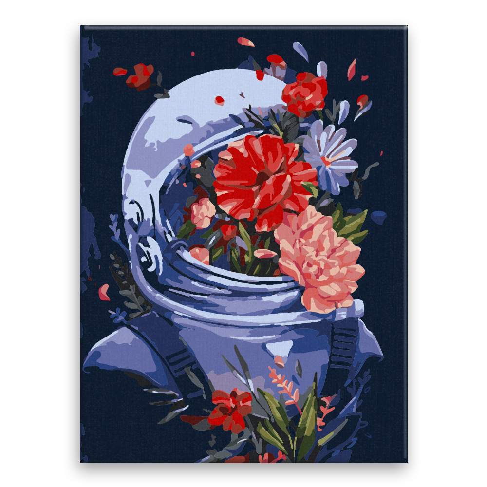 Malování podle čísel Astronaut s kvetinou