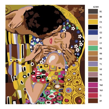 Návod pro malování podle čísel Detail Polibek Gustav Klimt