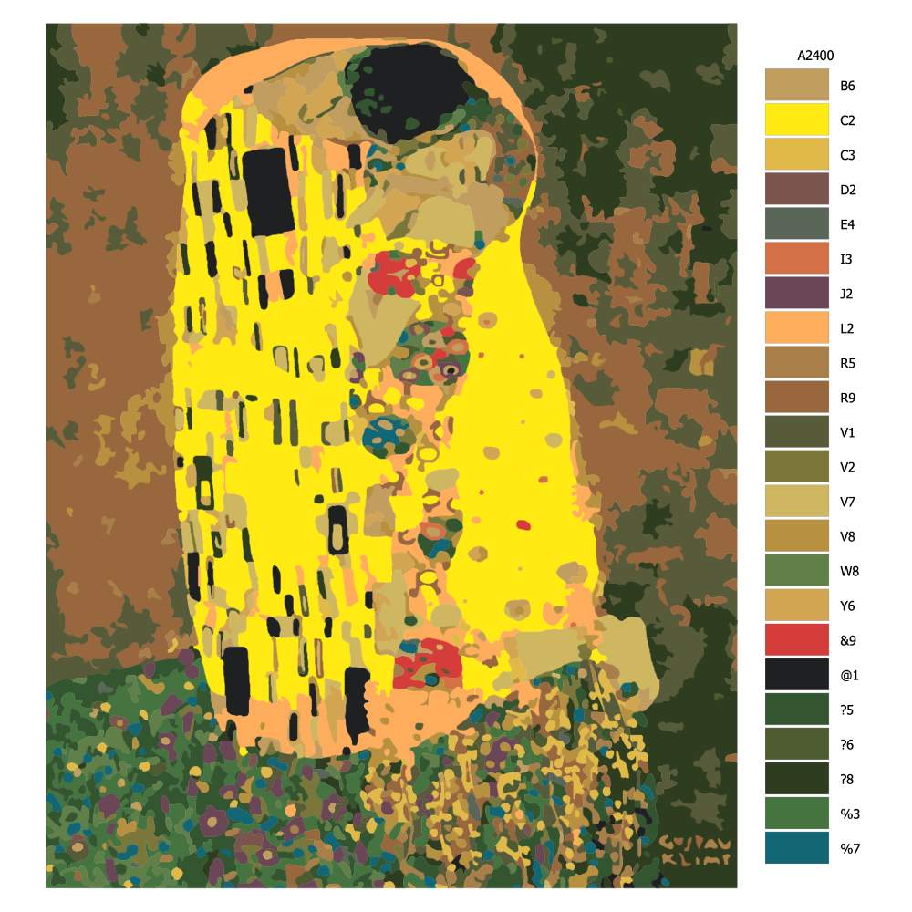 Návod pro malování podle čísel Polibek Gustav Klimt