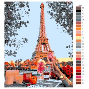 Návod pro malování podle čísel Oslava pod Eiffelovkou