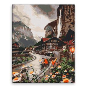Malování podle čísel  Město v Alpách