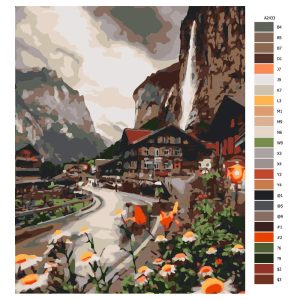 Návod pro malování podle čísel  Město v Alpách
