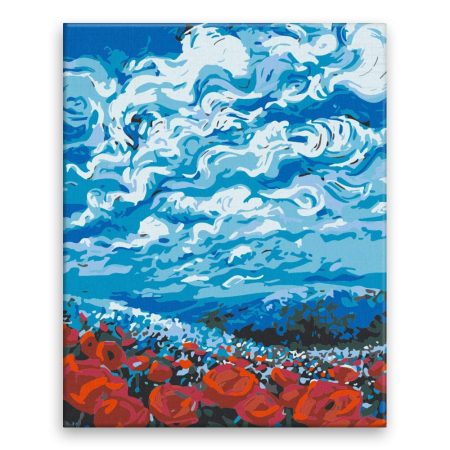 Malování podle čísel Tulipány a modrá obloha