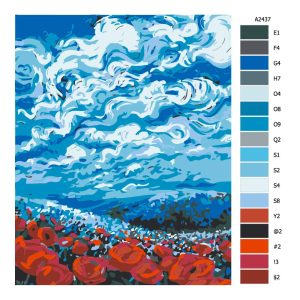 Návod pro malování podle čísel Tulipány a modrá obloha
