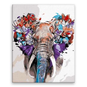 Malování podle čísel Slon s motýli