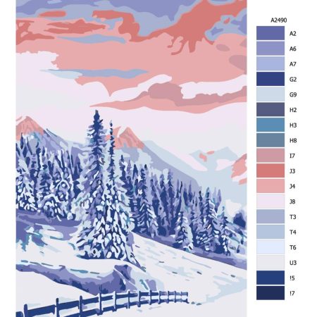 Návod pro malování podle čísel Zima v růřovém
