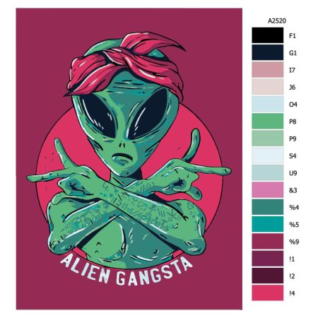 Návod pro malování podle čísel Alien gangsta