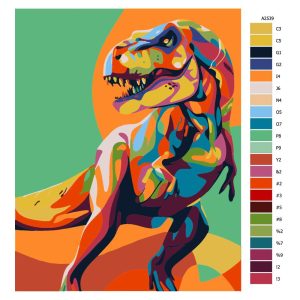 Návod pro malování podle čísel Barevný dinosaurus