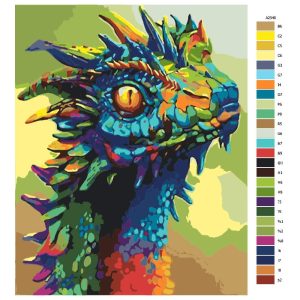 Návod pro malování podle čísel Barevný drak