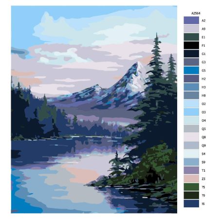 Návod pro malování podle čísel Jezero při východu slunce