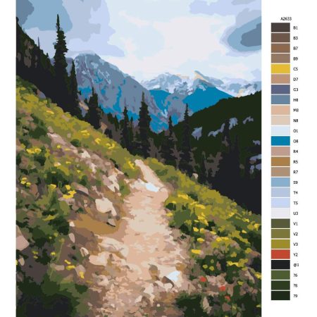 Návod pro malování podle čísel Cestička mezi horami
