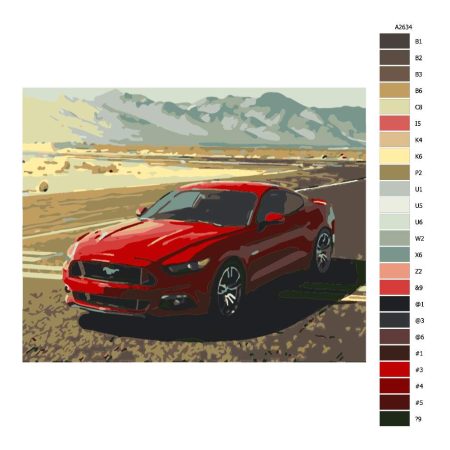 Návod pro malování podle čísel Červený Mustang