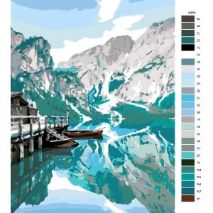 Návod pro malování podle čísel Horské jezero 02