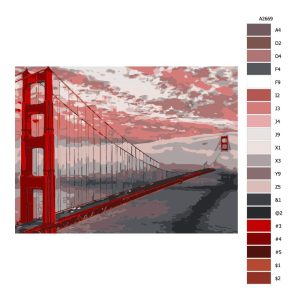 Návod pro malování podle čísel Golden Gate Bridge