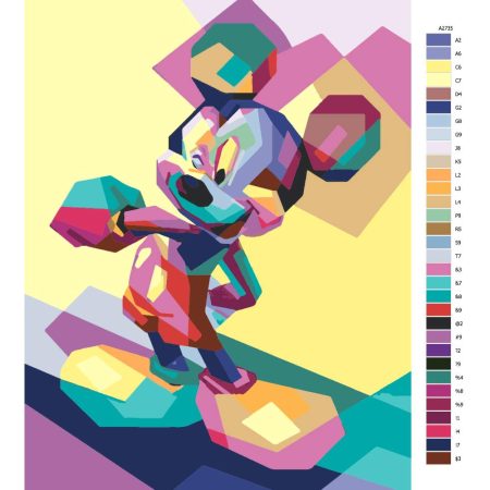 Návod pro malování podle čísel Mickey Mouse v barvách