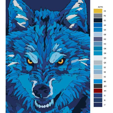 Návod pro malování podle čísel Naštvaný vlk