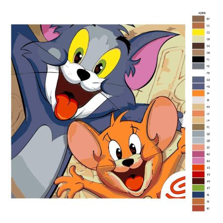 Návod pro malování podle čísel Tom a Jerry