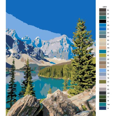Návod pro malování podle čísel Výhled na průzračné jezero