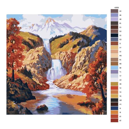 Návod pro malování podle čísel Výhled na vodopád na podzim