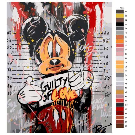 Návod pro malování podle čísel Zamilovaný Mickey