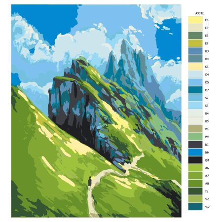 Návod pro malování podle čísel Horská cesta