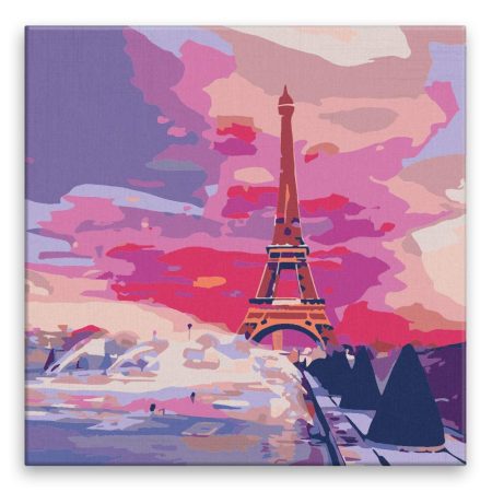 Malování podle čísel Eiffelova věž při západu