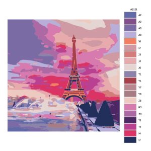 Návod pro malování podle čísel Eiffelova věž při západu