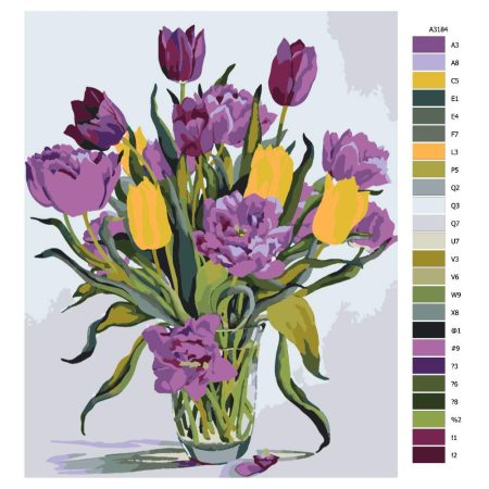 Návod pro malování podle čísel Fialové tulipány