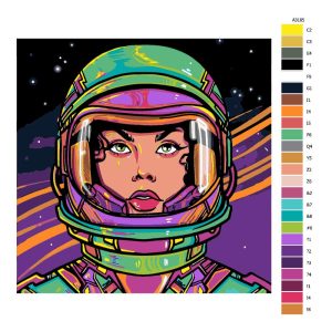 Návod pro malování podle čísel Astronautka