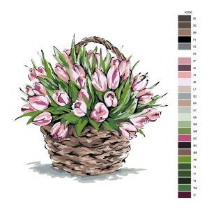 Návod pro malování podle čísel Proutěný koš s tulipány