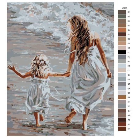 Návod pro malování podle čísel Matka s dcerou na pláži