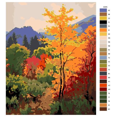 Návod pro malování podle čísel Podzim v lese 02