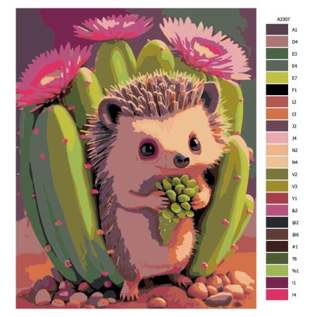 Návod pro malování podle čísel Ježek a kaktus